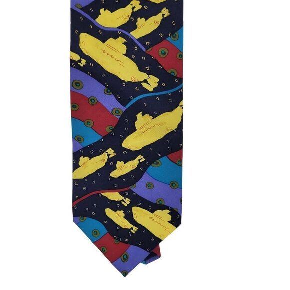 Vintage 90's The Beatles Neck Tie Yellow Submarine Silk Unisex Whimsical 1991 - Picture 4 of 7